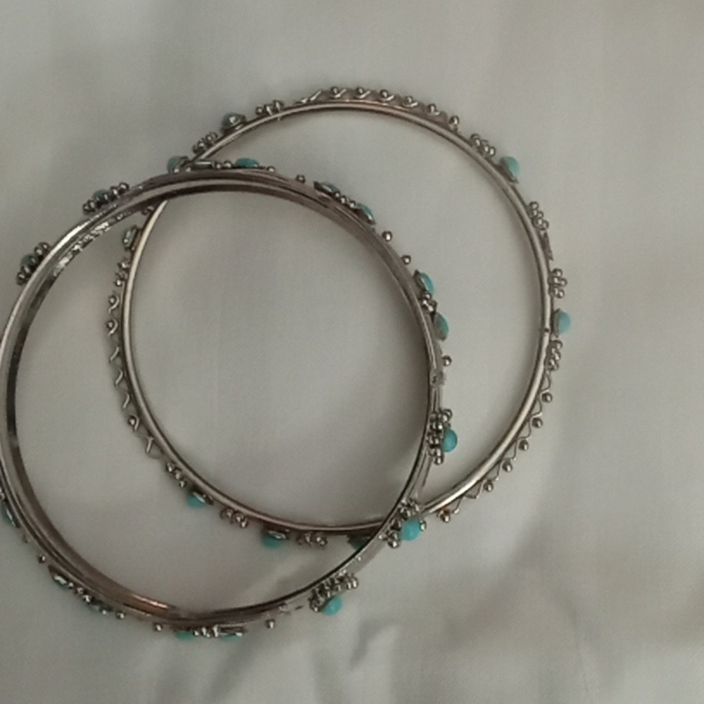 Turquoise Silver Bangles - Picture 2 of 2